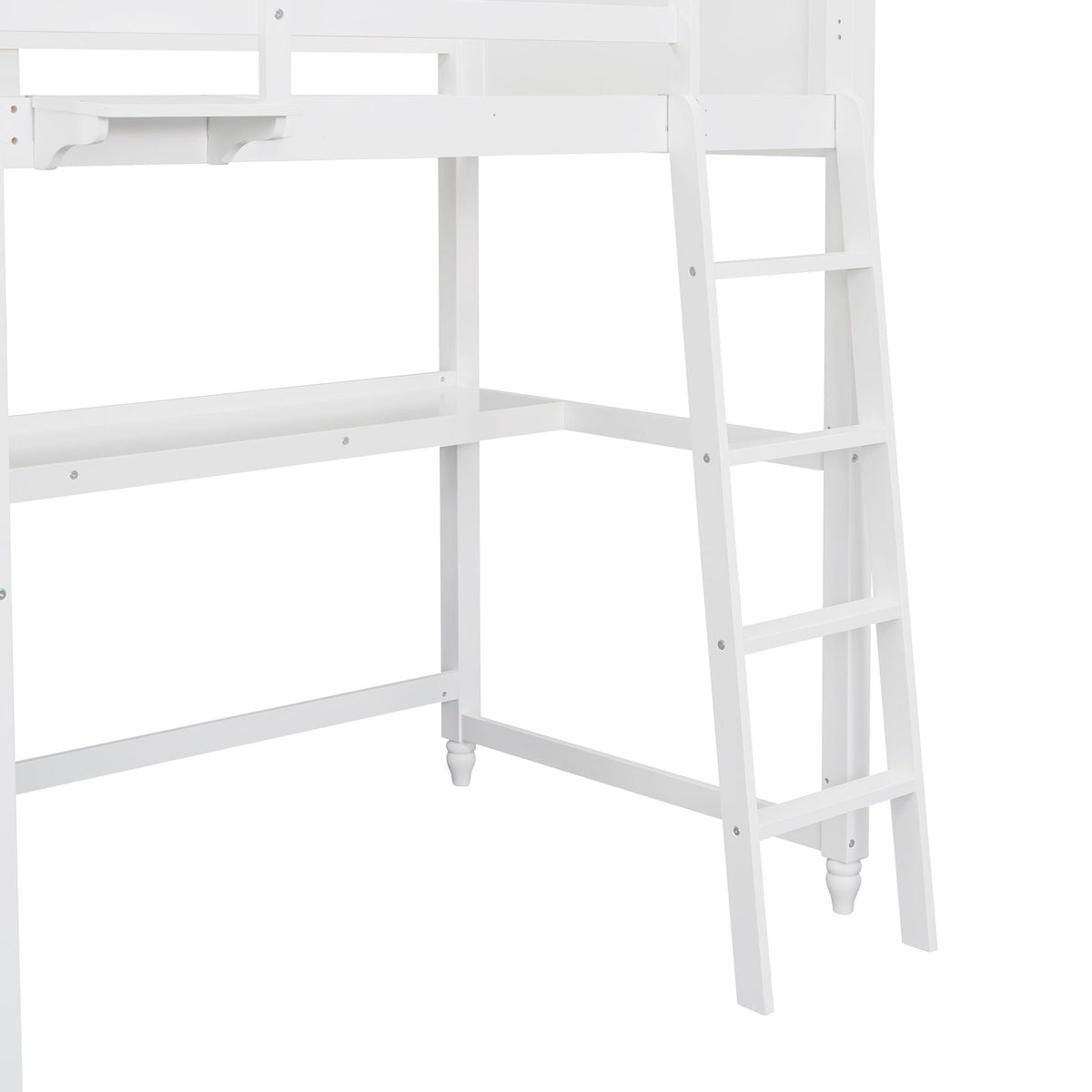 Twin Loft Bed with Drawers and Desk - White