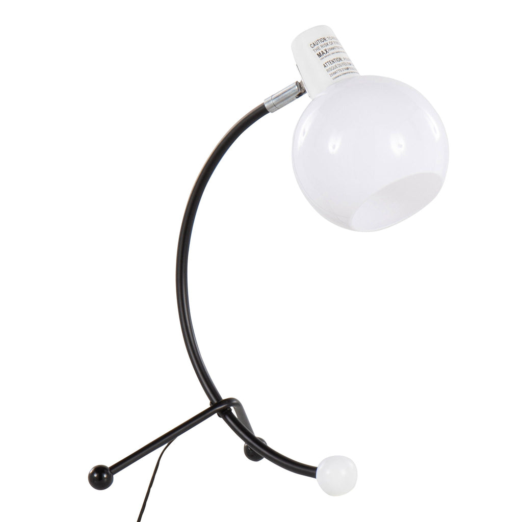 Black and White Contemporary Task Lamp with Adjustable Neck