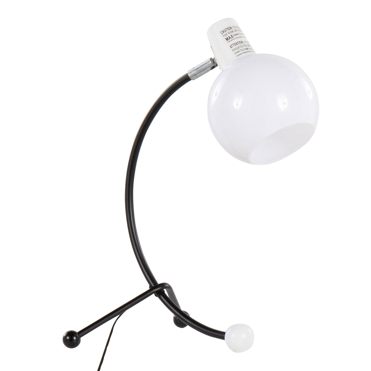 Black and White Contemporary Task Lamp with Adjustable Neck
