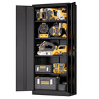 Steel Garage Storage Cabinet with Adjustable Shelves and Lock – Black or White