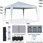 Outdoor 10x10 Ft Pop Up Gazebo Canopy Tent with Removable Sidewalls - White