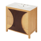 30 Inch Mid-Century Modern Bathroom Vanity with Ceramic Sink - Wood