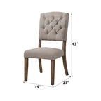 Weathered Side Chair Set with Button Tufting - Dark Brown or Dark Gray