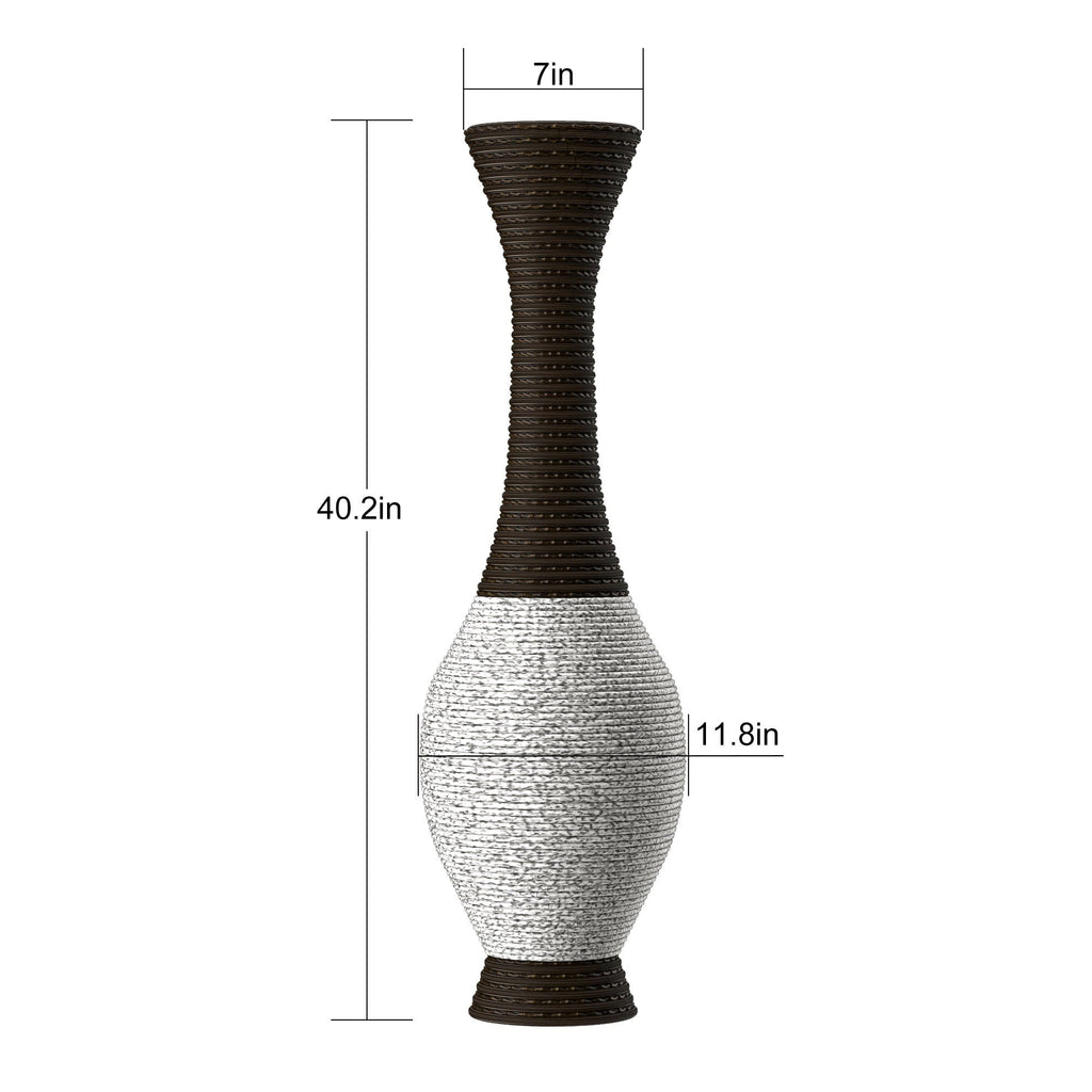 Tall Designer Floor Vase with Elegant 2 Tone - White or Dark Brown