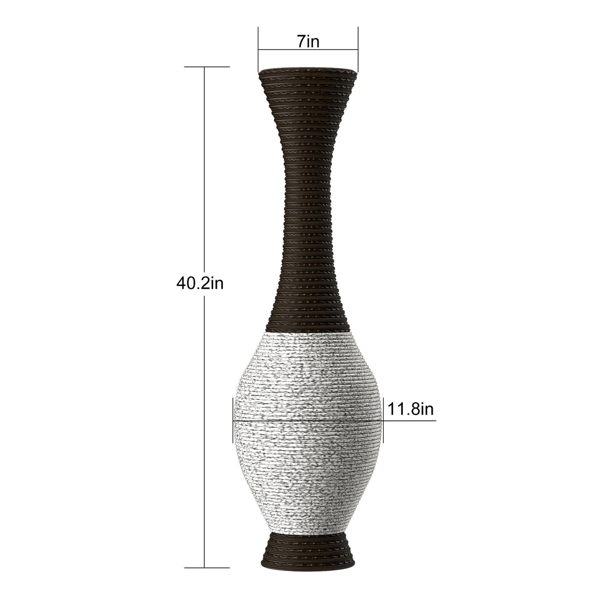 Tall Designer Floor Vase with Elegant 2 Tone - White or Dark Brown