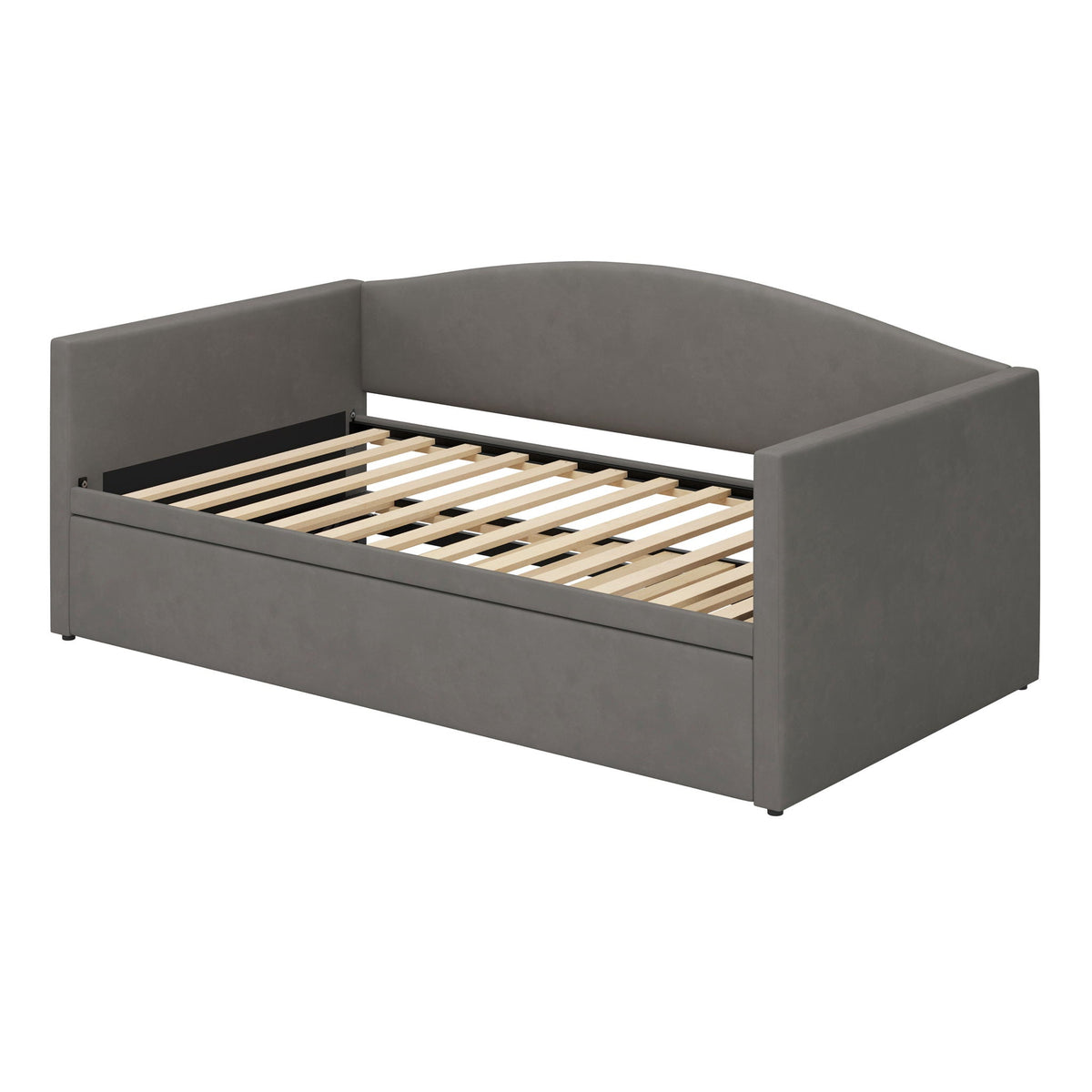 Upholstered Daybed With Pop Up Trundle Sofa Bed - Space Saving, Durable Frame - Gray or Pink