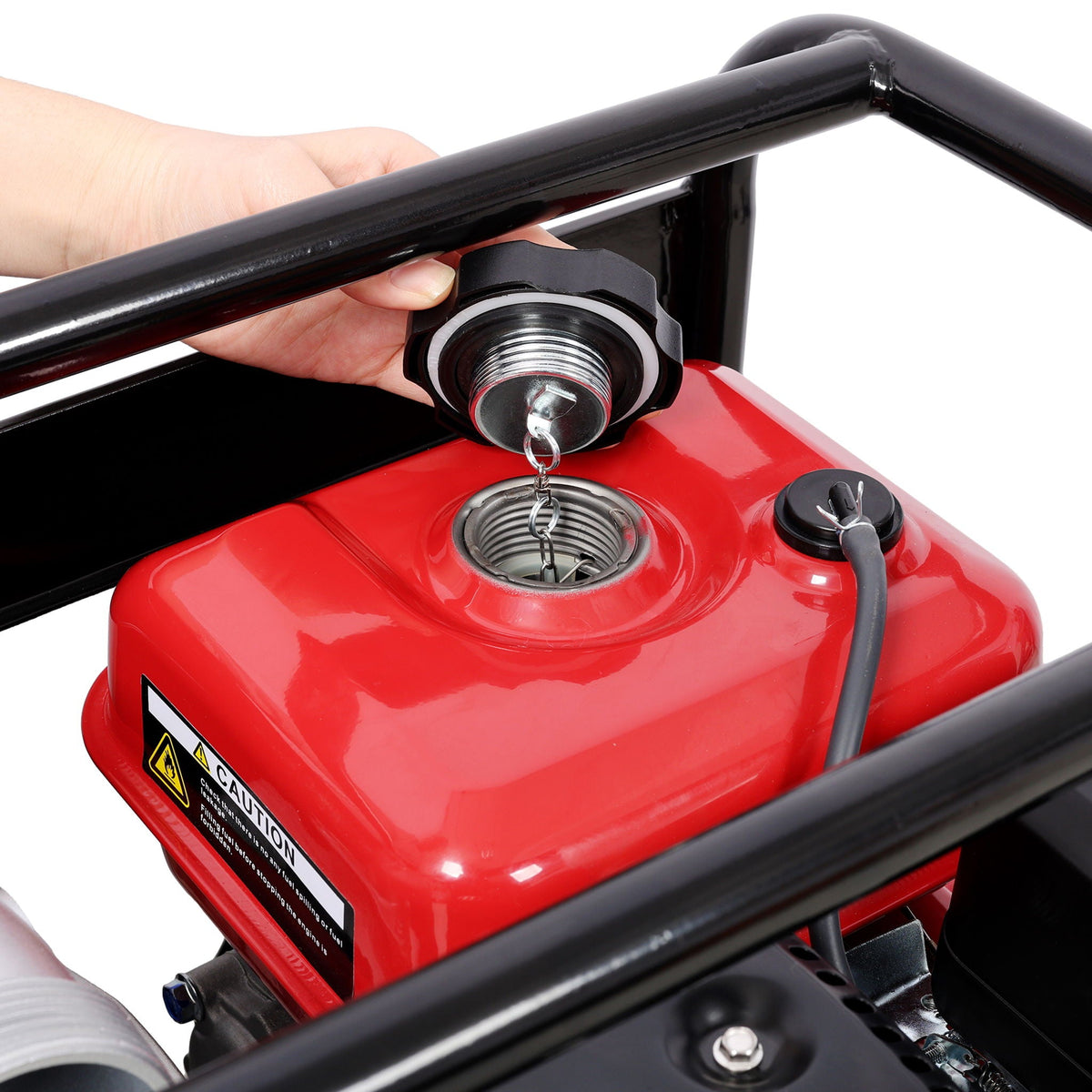 Gas Engine Powered Water Pump with Wheels and Handle – Black/Red