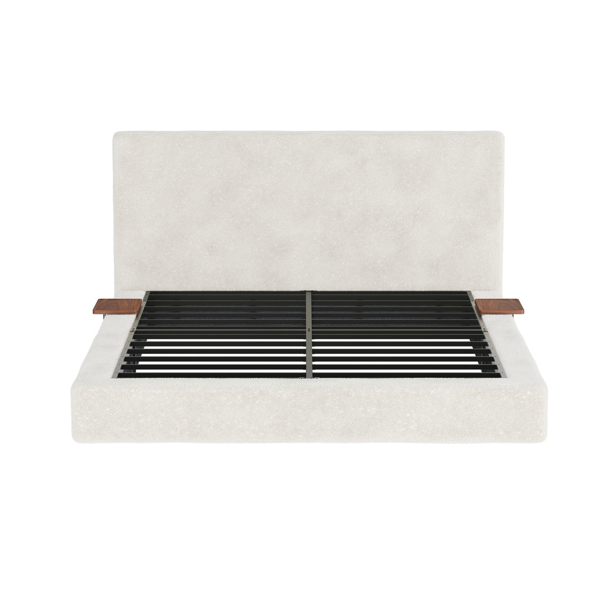 AirFrame Queen Bed Frame with Adjustable Sliding Side Table - Off-White Sherpa
