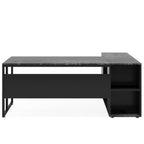 L-Shaped Executive Desk with Cabinet Storage - Dark Gray or Black