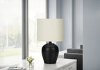 Transitional Ceramic Table Lamp with Rotary Switch - Black / Cream