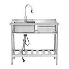 Stainless Steel Utility Sink with Pull-Out Faucet - Silver