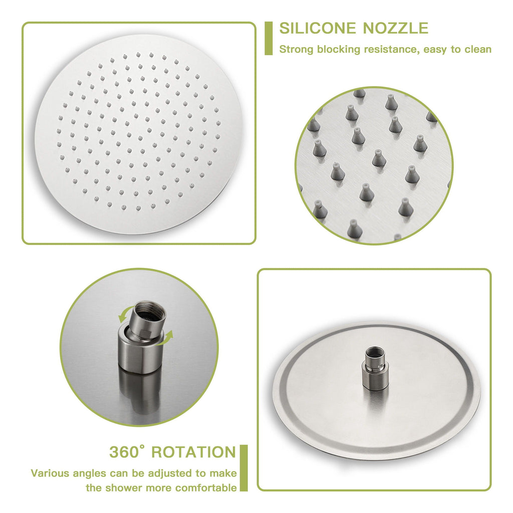 Shower System with 5 Function Rain Hand Shower and Slide Bar Combo - Pearl Silver, Gray, or Black