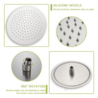 Shower System with 5 Function Rain Hand Shower and Slide Bar Combo - Pearl Silver, Gray, or Black