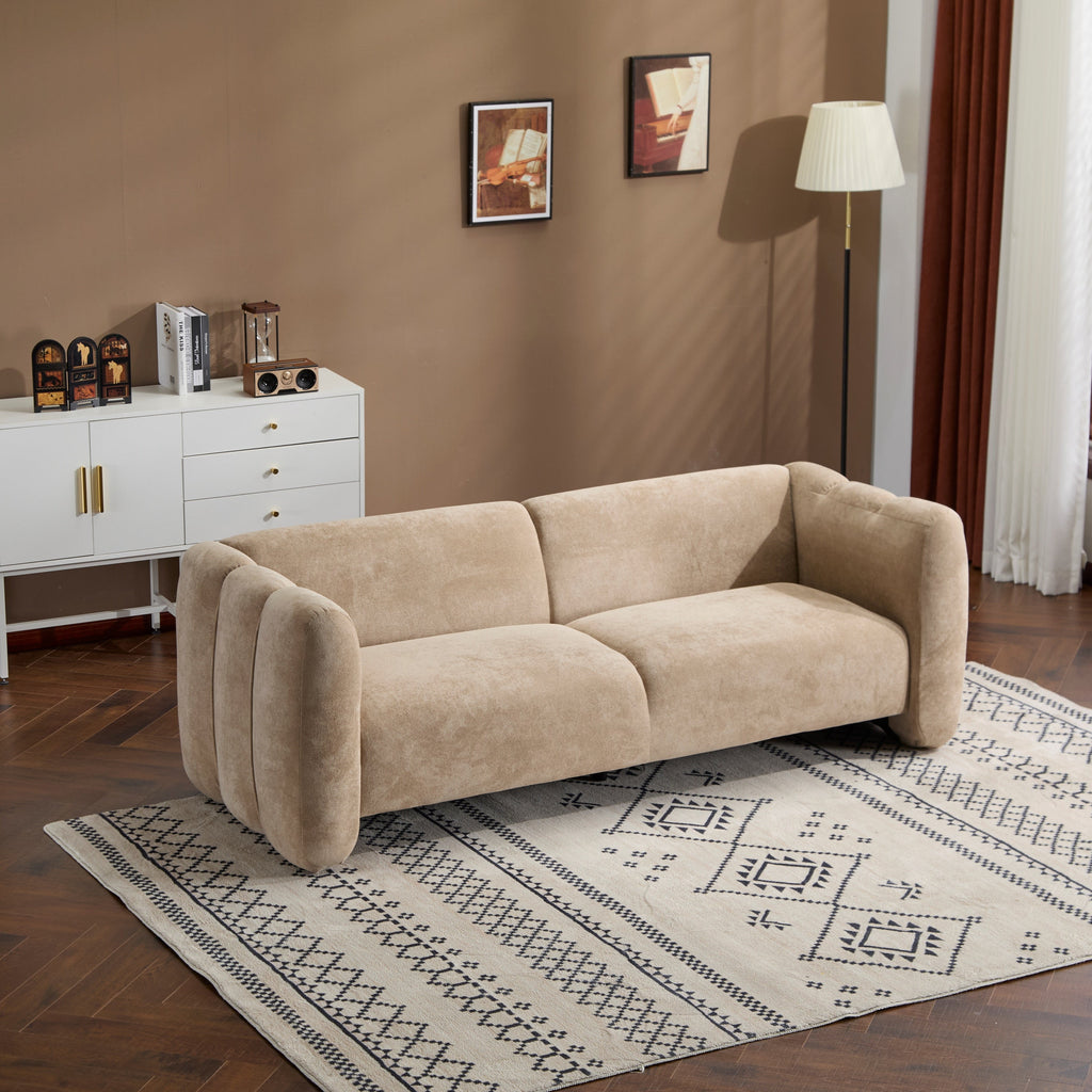 83" Velvet 3-Seater Sofa with Wave Design - Blue