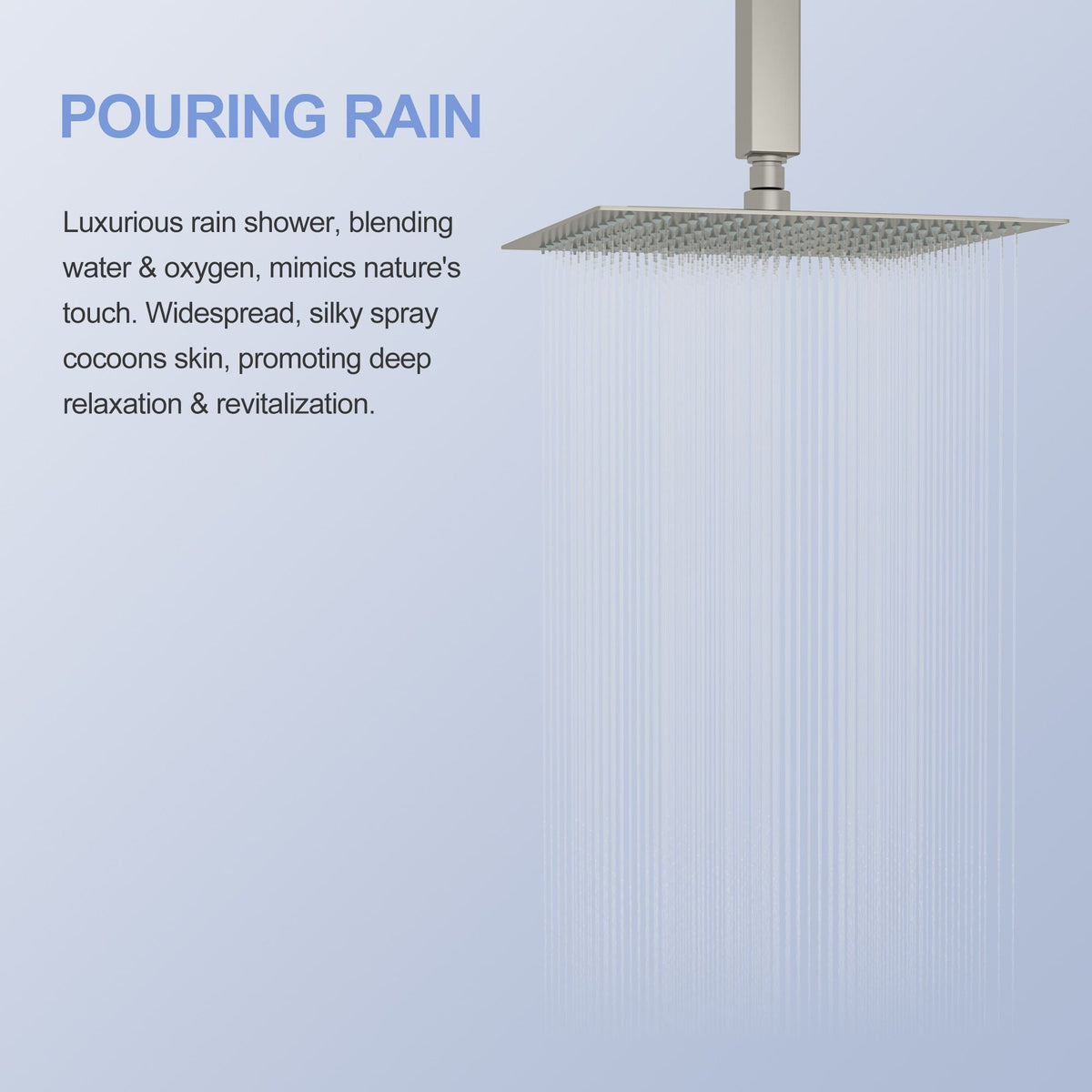 10" Square Rainfall Shower Head with 360° Adjustability – Multiple Colors