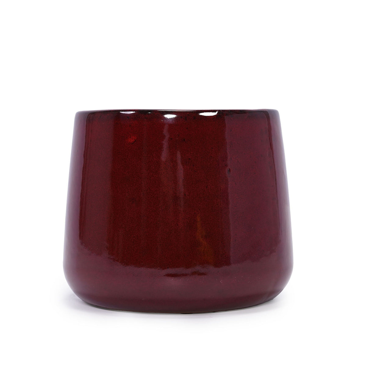 Bean Paste Red 4-Piece Ceramic Planter Pot Set with Drainage Hole - Indoor Outdoor