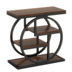 4 Tier Narrow End Table with Storage Shelves - Rustic Brown