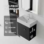 21.6 Inch Floating Bathroom Vanity with Ceramic Sink - Black, White, Oak, Brown