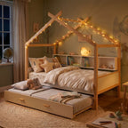 House Bed With Bookshelf Storage and Integrated Shelves - White