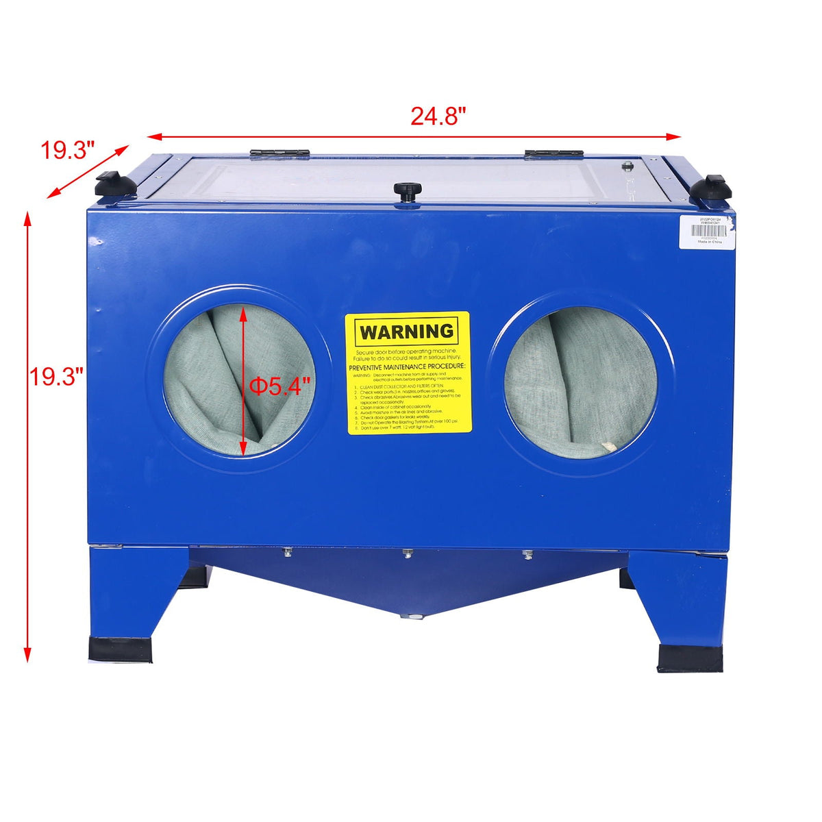 Bench Top Portable Sand Blaster Cabinet Kit 25 Gallon with Sealed Gloves - Blue