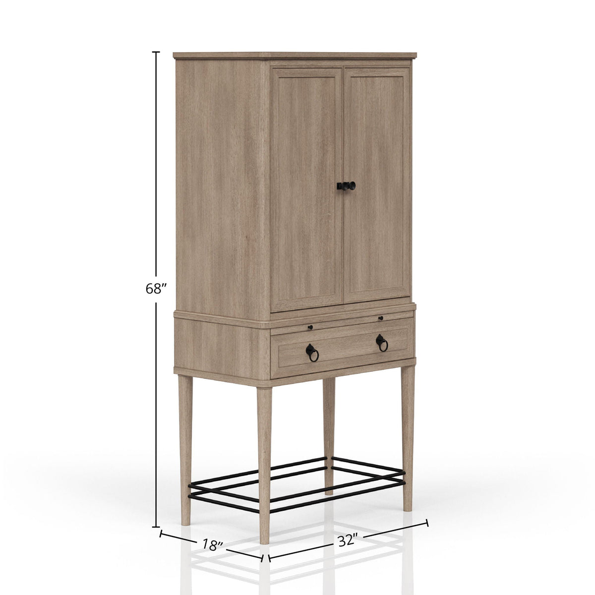 Sand Bar Cabinet with Wine Storage - Solid Wood and MDF