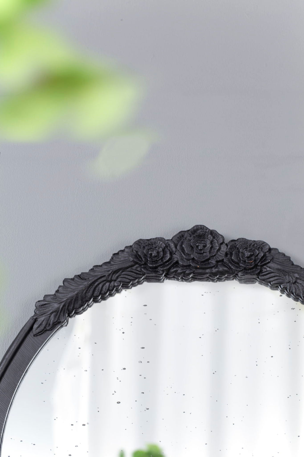Hand Carved Rose Antique Arched Mirror Frame with Intricate Carvings - Black or Light Brown