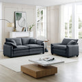 Modern Corduroy Sofa Set with Two Pieces - Grey or Green