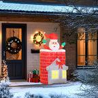 7FT Christmas Inflatable Santa in Chimney with LED Lights - Multi