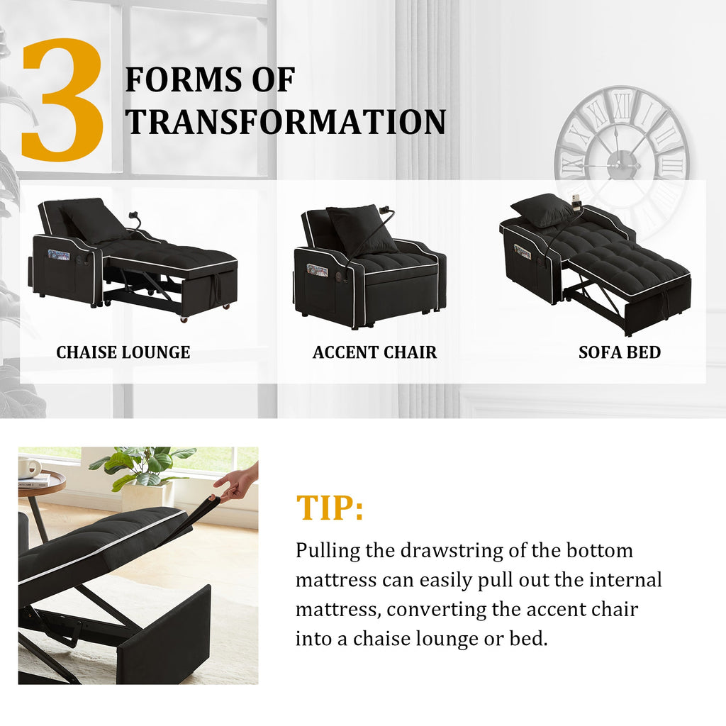 3-in-1 Convertible Sleeper Sofa Chair