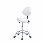 Saddle Stool Chair with Backrest - Ergonomic Support - White