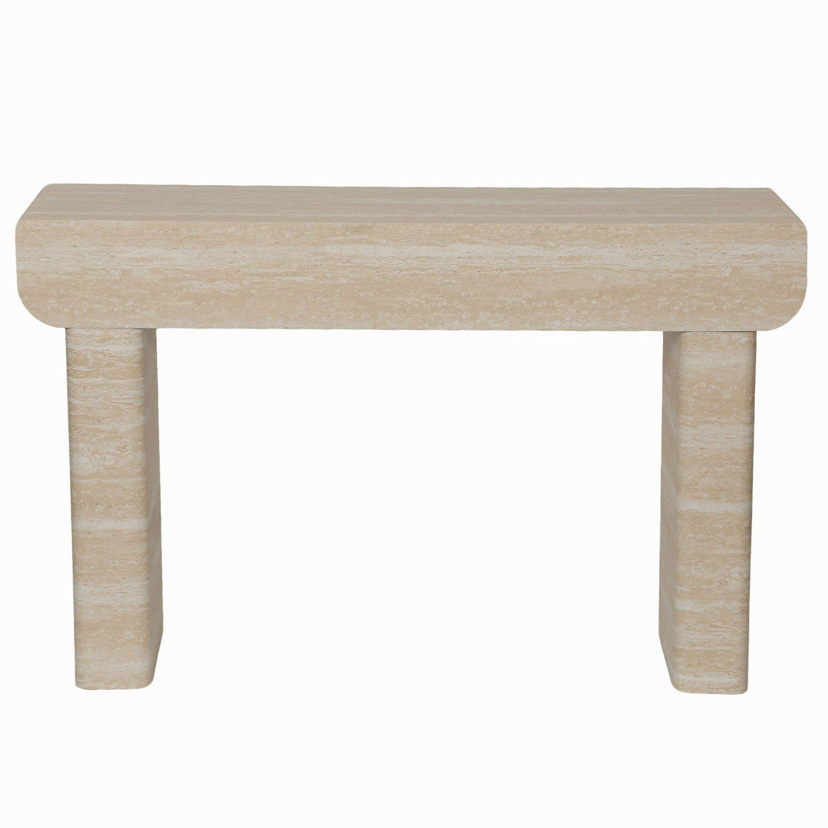 Entryway Table with 2 Hidden Handle Drawers – Beige / Yellow