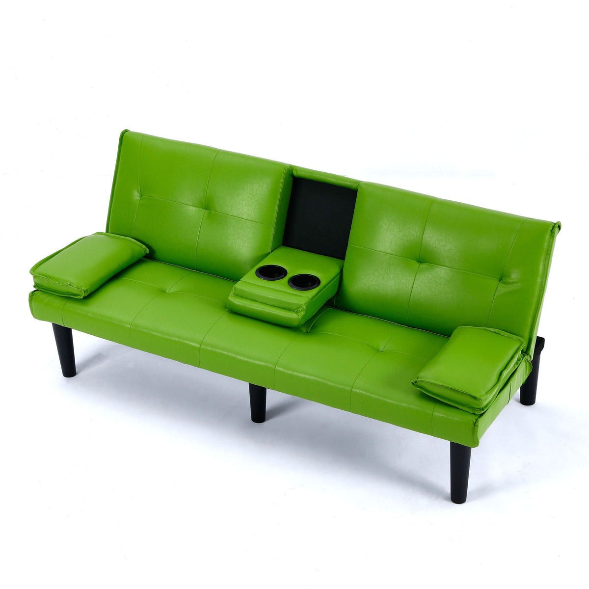 Foldable Sofa Bed with Cup Holder and Solid Wood Frame - Multiple Colors