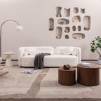Luxury Modern Couch, 3 Seater Sofa with Throw Pillows - White
