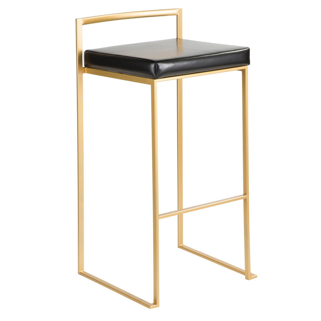 Contemporary Stackable Barstool Set with Upholstered Seat - Multiple Colors