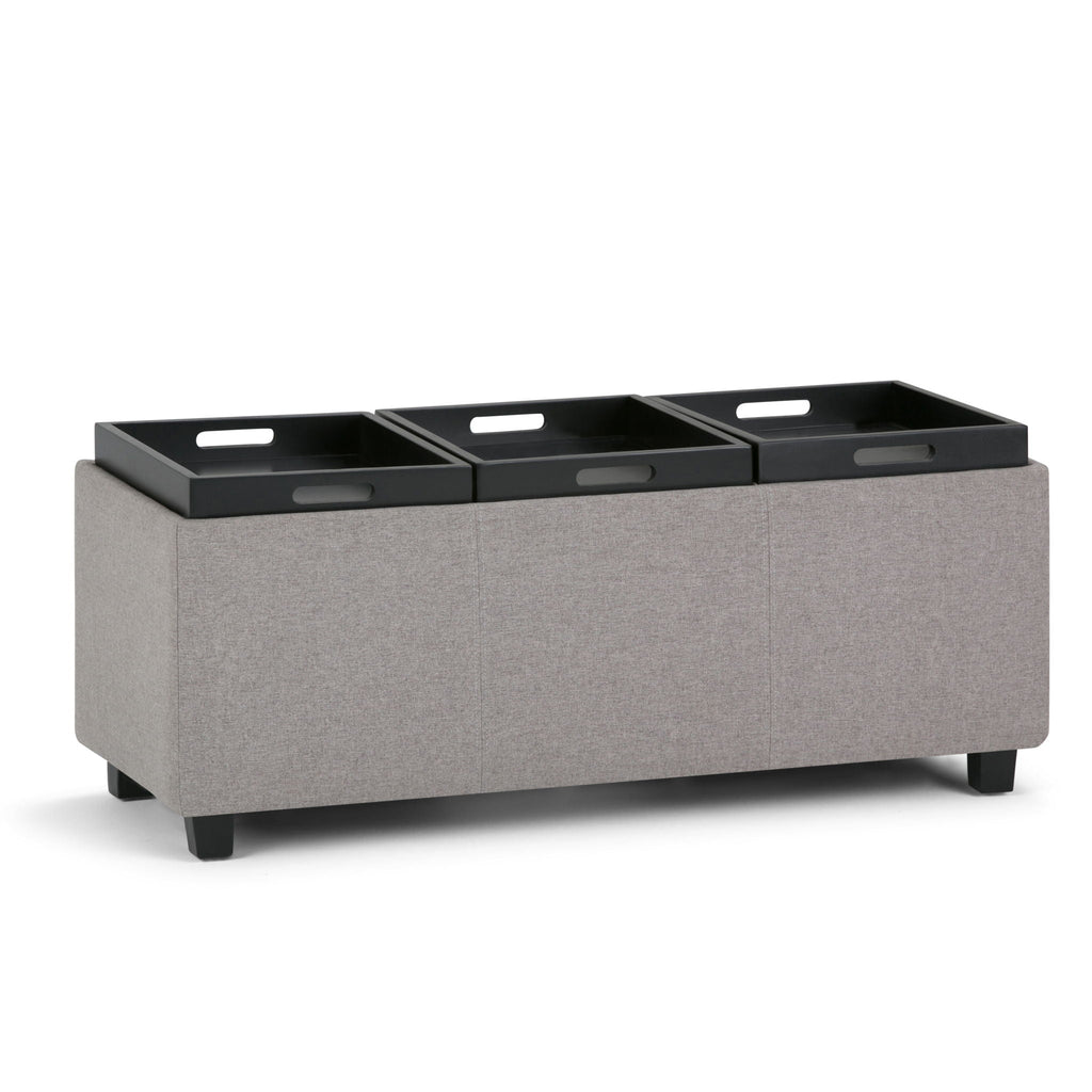 Avalon Upholstered Storage Ottoman with Flip-Over Serving Trays - Multiple Colors