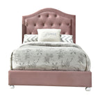 Pink Twin Upholstered Bed with Button Tufting - Reggie