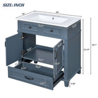 Bathroom Vanity with Sink and Storage Cabinet - White, Blue, or Dark Green