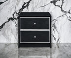 Modern Black Nightstand Table with Two Drawers - Black
