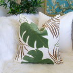 Autumn Vibes Leaf Accent Pillow with Soft Texture - Green, Dark Gray, Light Blue, Yellow, Orange