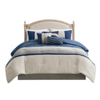 Blue Faux Suede 7 Piece Comforter Set with Coordinated Pillows - California King