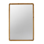 Rectangle Wood Farmhouse Wall Mirror with Reinforced Hanging Hook - Brown
