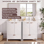 Modern Bathroom Vanity with Sink Combo – Compact Storage - Dark Brown or White