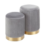 Contemporary Nesting Pleated Ottoman Set with Pleated Upholstery - Multiple Colors