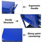 3 Drawers Multifunctional Tool Cart With Wheels - Blue & Black