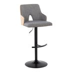 Contemporary Adjustable Barstool Set with Swivel and Rounded T Footrest - Gray or White
