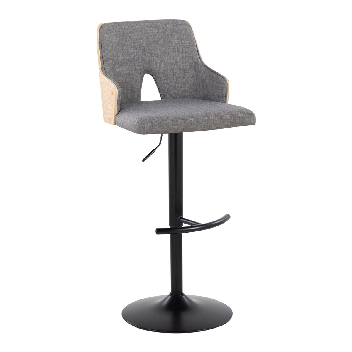 Contemporary Adjustable Barstool Set with Swivel and Rounded T Footrest - Gray or White