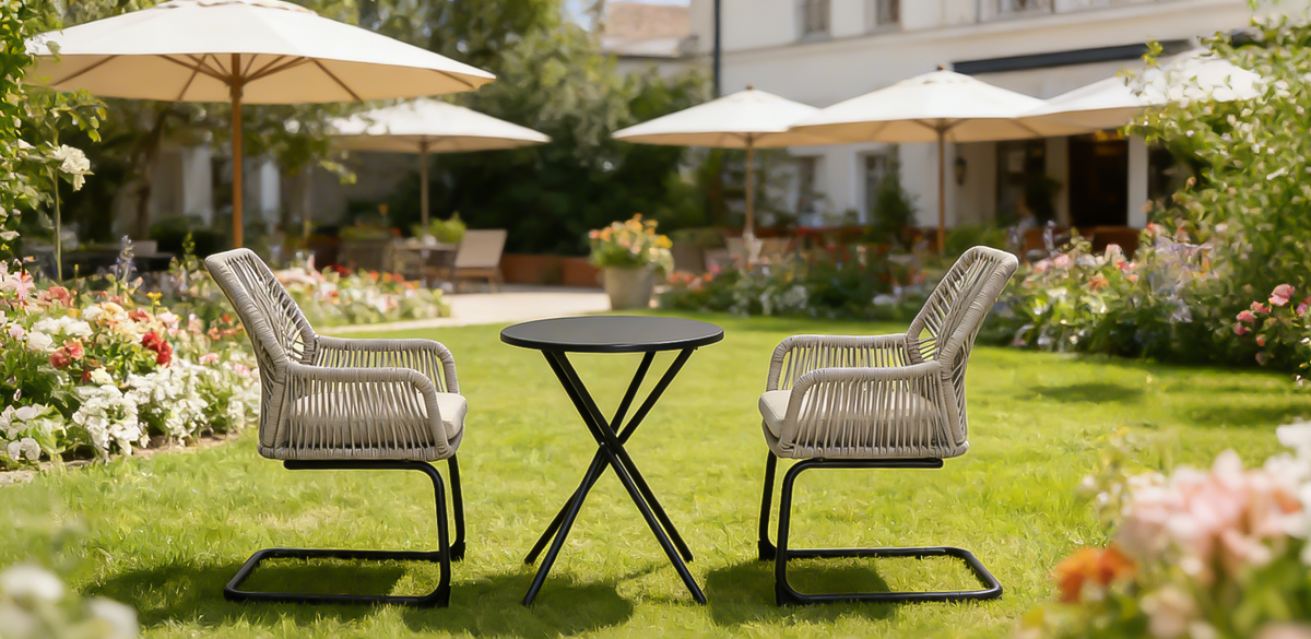 Light Patio Chair with Cushioned Spring Support – Light Brown