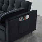 Convertible Velvet Sofa Bed with Storage Pockets - Multiple Colors