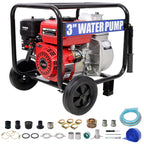 Gas Engine Powered Water Pump with Wheels and Handle – Black/Red