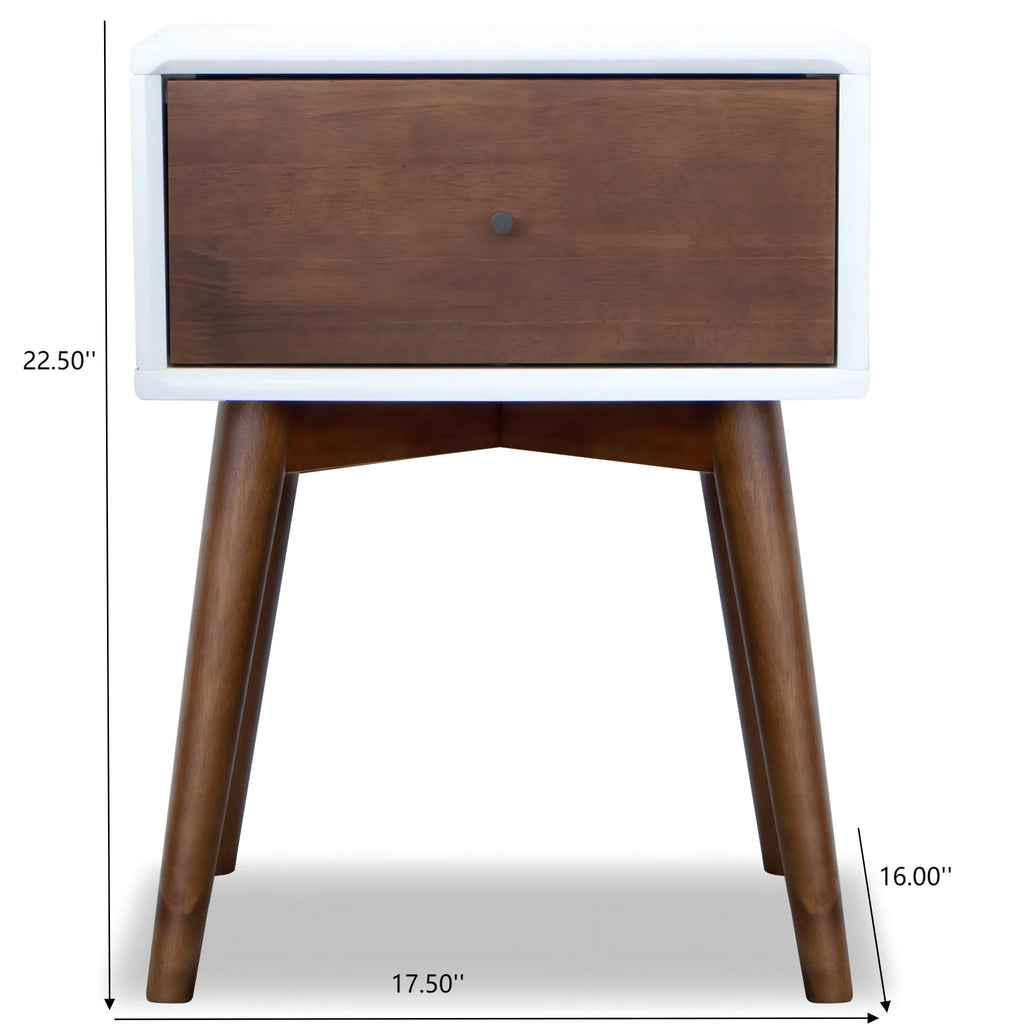 Modern Design Night Stand with Solid Wood Construction - Dark Brown or White